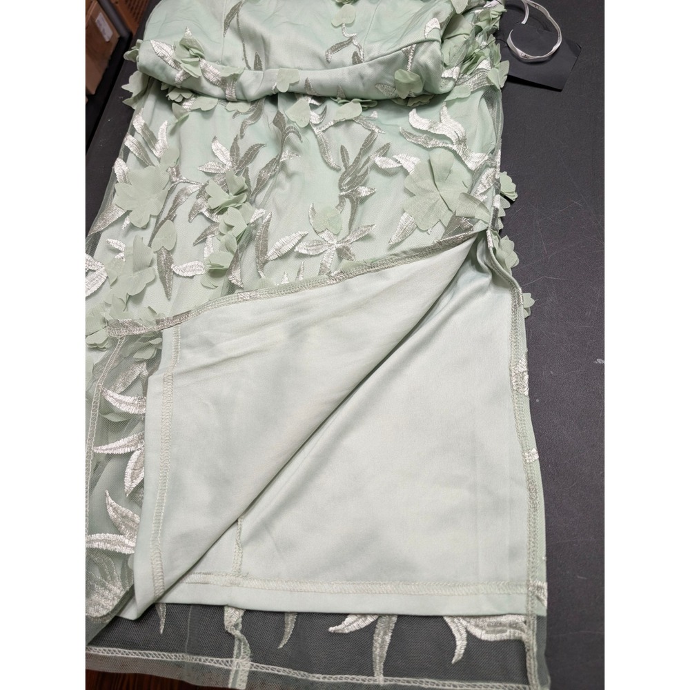 Lulus Adoration Sage Green 3D Floral Embroidered Midi Dress Size Small NWT - Picture 8 of 10